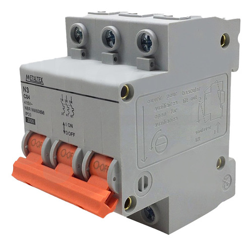 Mini Disjuntor Tripolar 3ka 3 Polos Curva C 4a Metaltex