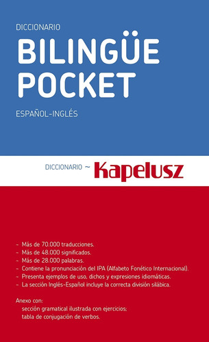 Kapelusz Diccionario Bilingüe Pocket, de VV. AA.. Editorial KAPELUSZ, tapa blanda en español/inglés, 2017