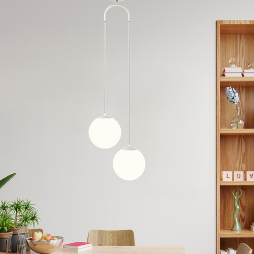 Lámpara Colgante De Techo Con Doble Globo, Pantalla Blanco