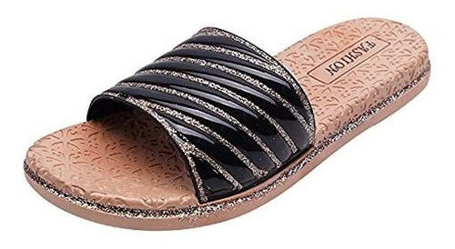 Chanclas Aanny Low Wedge Sandals For Women,bling Slide Shi 
