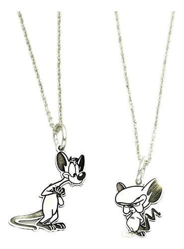 Collar Pareja Amigos Pinky Y Cerebro Plata Sw925