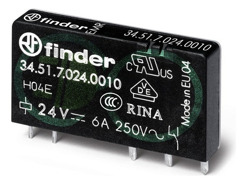Relé 345170240010 Finder 6a 24vdc 1 contacto reversible 24v