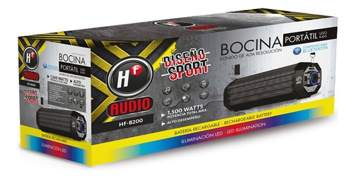 Bocina Portatil Uso Rudo Bluetooth Micrófono Sd Aux Hf-b2000 Color Negro