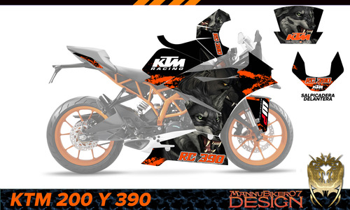 Stickers Ktm Rc200 Y Rc390 Antigua Calca Graficos D Uso Rudo