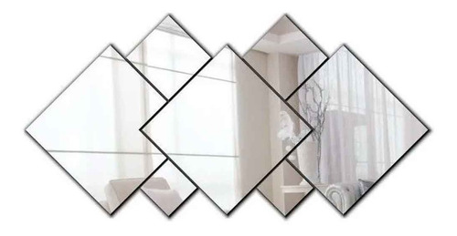 Espelho Decorativo Acrílico Sala Geometrico 7 Peças Grande