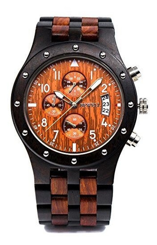 Bewell W109d Reloj De Pulsera De Cuarzo De Madera Para Hombr