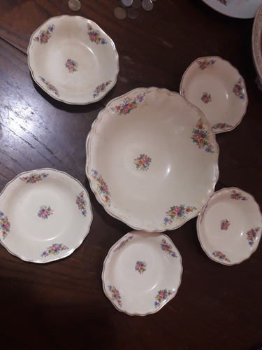 Vajilla J & G Meakin Ensaladera Y 5 Compoteras Año 1950