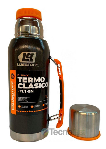 Termo Acero Inox 1 Litro Lusqtoff Negro Frio Calor Manija