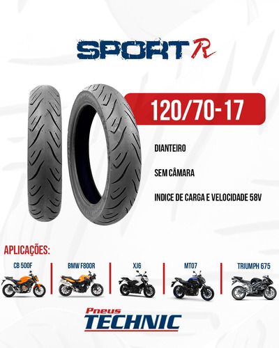 Pneu Dianteiro Technic Sport R Sem Câmara 120/70-17 V 58