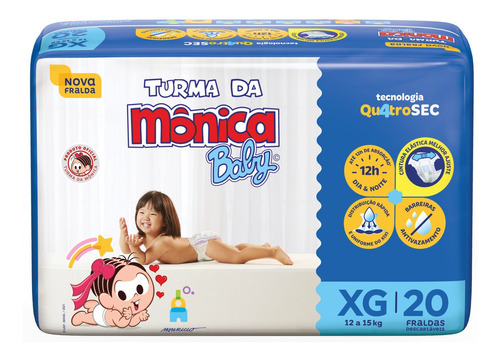 Fralda Descartável Turma da Mônica Baby XG Pacote 20 Unidades
