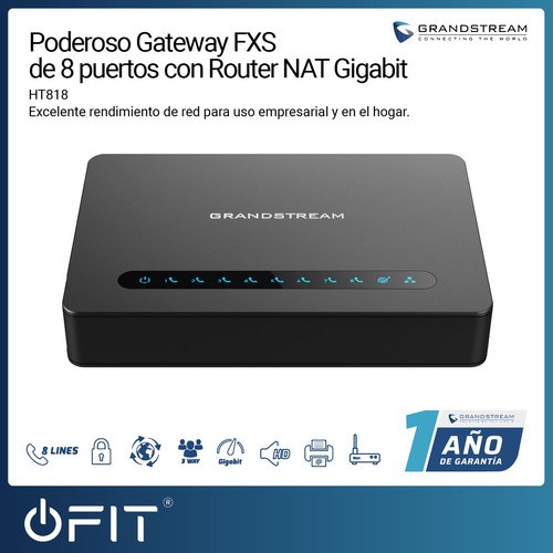 Imagen 2 de 9 de Gateway Grandstream 8 Puertos Fxs + 2 Perfiles Sip Gigabit