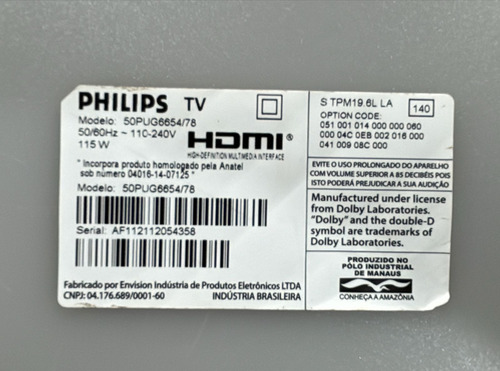 Placa Principal Philips 50pug6654/78 715g9907-m0e-b02-005k (Usado)