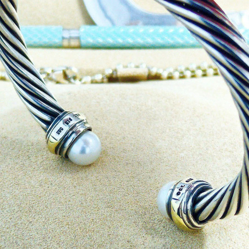 Brazalete David Yurman Xl Auténtico Cuerpo Brazalete Plata F Plateado Y Dorado 18 Cm 18 Cm (Usado)