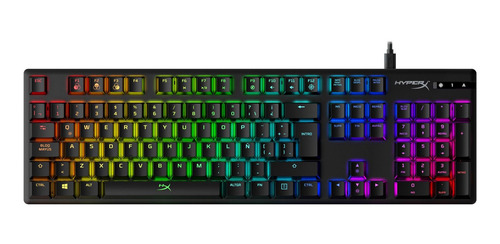 Imagen 2 de 3 de Teclado gamer HyperX Alloy Origins QWERTY Red español latinoamérica color negro con luz RGB