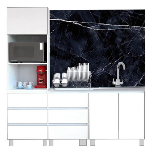 Combo Bajo Mesada 140 Cm + Portahorno Tolva 60x200 - Potenza Blanco Ricchezze