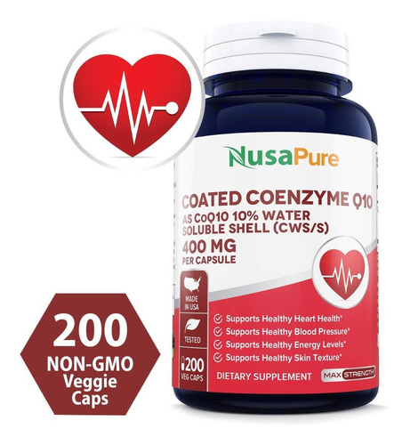  Coenzima Q10 Coated Coq10 400mg 200 Capsulas Antioxidante