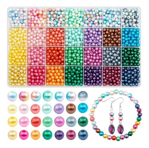 2100 Pcs 6mm Pearl Beads For Jewelry Making, 28 Colors ...
