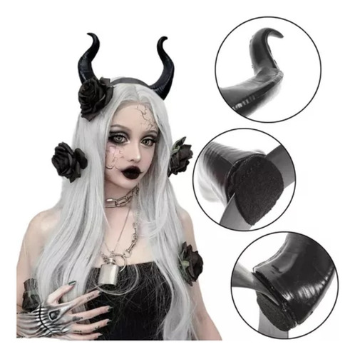 Diadema De Cuernos De Diablo, Color Negro, Cuernos De A