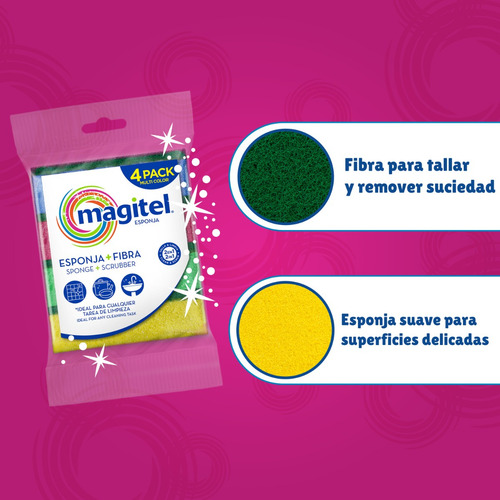 Magitel Mini Fibra Esponja Multicolor 16 Pzas