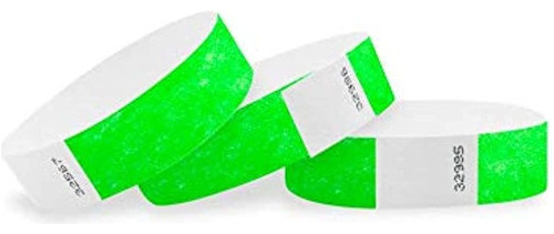 Wristco Neon Verde 3/4  Pulseras Tyvek - Paquete De 500 Puls