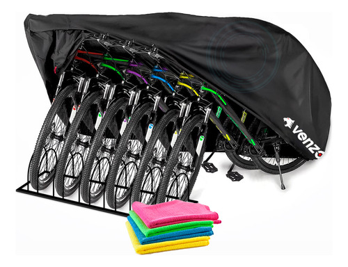 Funda Cubre 6 Bicicletas Venzo R29 + 4 Paños De Microfibra 