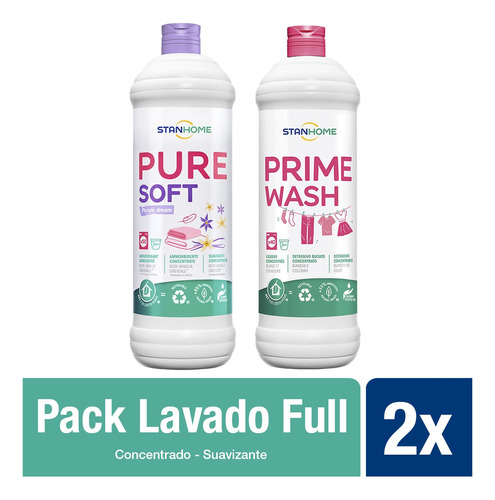 Pack Stanhome Prime Wash 1000 Ml + Suavizante Pure Soft 1l