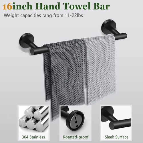 Set De Accesorios Baño Acero Inoxidable 5pcs Negro