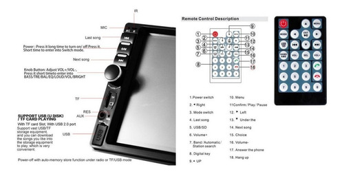 Auto Estereo Pantalla Táctil 7 Pulgadas Bluetooth Doble 2 Din Mirrorlink + Regalos
