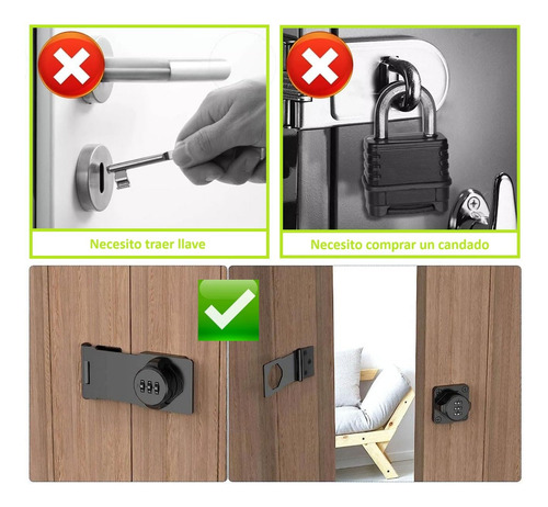 Cerradura Combinación Sin Llave Bloqueo Puerta Cajon Gabinet Negro