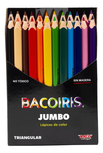 24 Lapices Colores Jumbo Baco Triangular Bacoiris Escolar