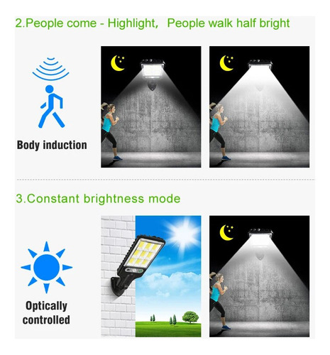 Luz De Calle Solar Al Aire Libre Solar De Alta Potencia 2pcs