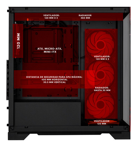Gabinete gamer Xtreme Pc Gaming Cxtspinbk Spider-man Il V3 Edition media torre atx 5 fan Usb-c cristal templado Argb Negro
