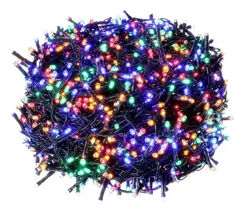 comprar Luces 600 Led Multicolor 40 Metros Cable Verde Arbol Pascua