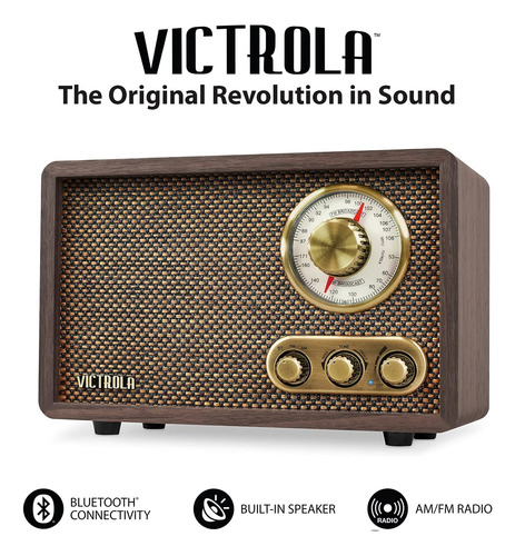 Victrola Radio Fm/am Bluetooth Retro Madera Espresso