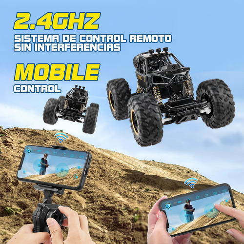 Rovtop 4x4 Aleation Coche Control Remoto Todo Terreno con Cámara Hd 2.4 Ghz Color Black Rc 1:16 X Rovtopx