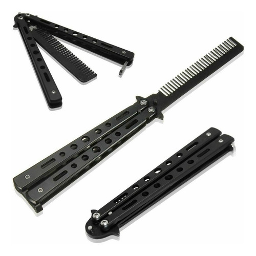 Canivete Preto Butterfly Pente Sem Fio Inox P/ Treinos-c/nfe