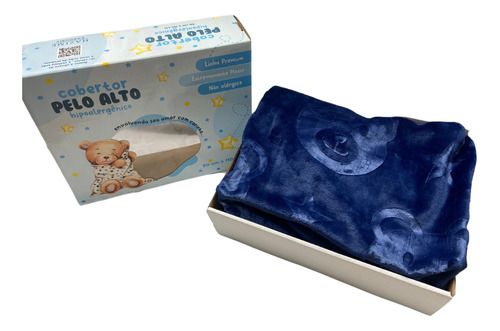 Cobertor Manta Antialérgica Bebê Premium Ursinho Marinho