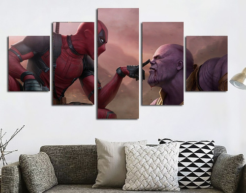 5 Cuadros Canvas Deadpool Thanos Diseño Unico 100x56cm