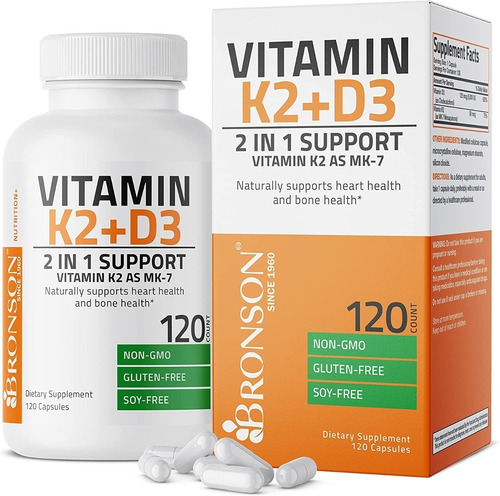 Vitamin K2 Mk7 Bronson Con D3 Supplement 120 Capsulas