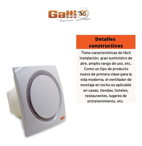 Imagen 6 de 10 de Extractor De Aire Para Cielorrasso 25 Cm Gatti Ventilación