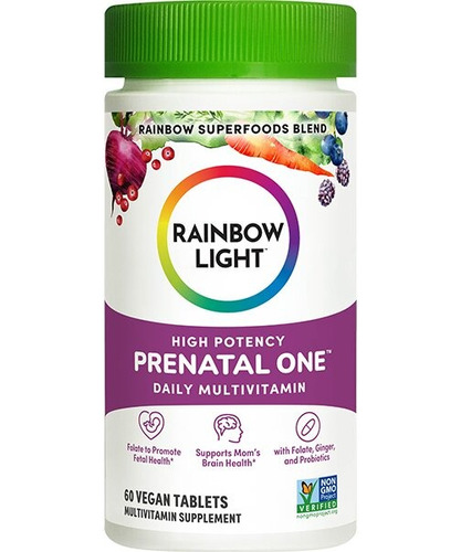Multivitaminico Prenatal One Rainbow Light 60 Tabletas 