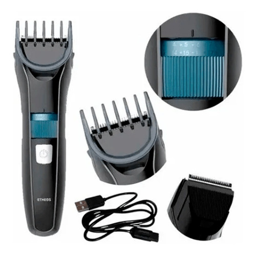 Imagen 4 de 7 de Maquina Cortadora D Pelo Inalambrica Barba Cabello Bateria F Color Negro