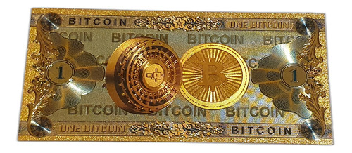 Billete Coleccionable Rígido Criptomoneda Bitcoin Color Oro