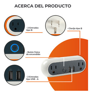 Enchufe Inteligente 2 Puertos Usb-a, Multivoltaje Wifi Alexa