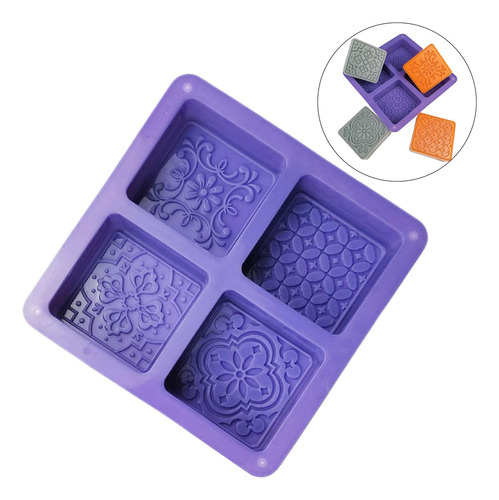 Molde De Silicona Para Jabón De Flores, 4 Cavidades, Molde