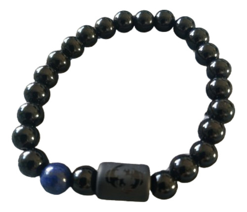 Pulsera Bolitas Negras Brillo Signo Zodiacal Piscis 