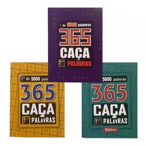 Kit 3 Livros Passatempos 365 Caça Palavras + De 1095 Jogos