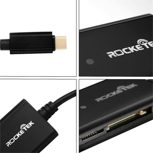 Rocketek Type-c 4 Portas Câmera Cartão Tf Leitor De Cartão D