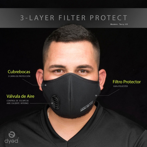 Cubreboca Tricapa Lavable Unitalla Adulto Con Valvula 1 Pz