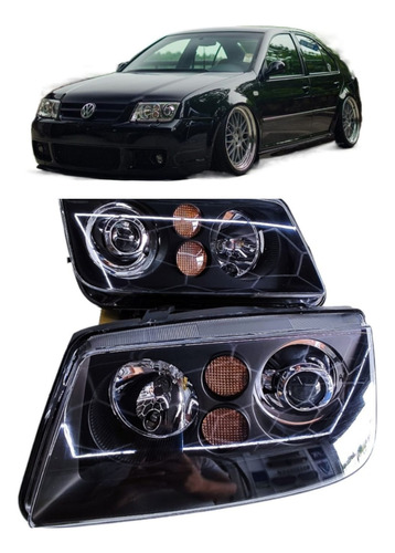 Faros Vw Jetta A4 Mk4 Tipo R Line Black Euro Style Par